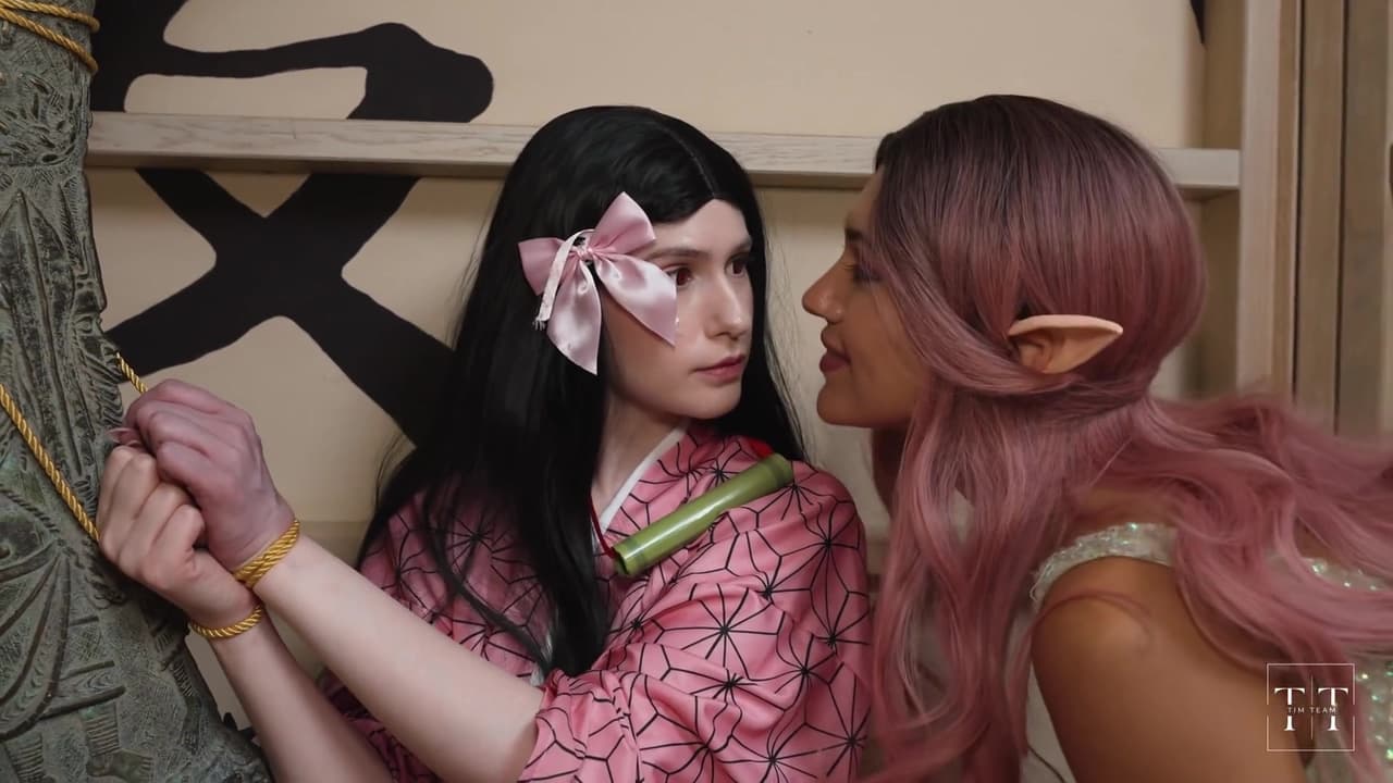 Two Cute Anime Girls Playing Scissors. Nezuko Kamado. Demon Slayer_main_thumbnail